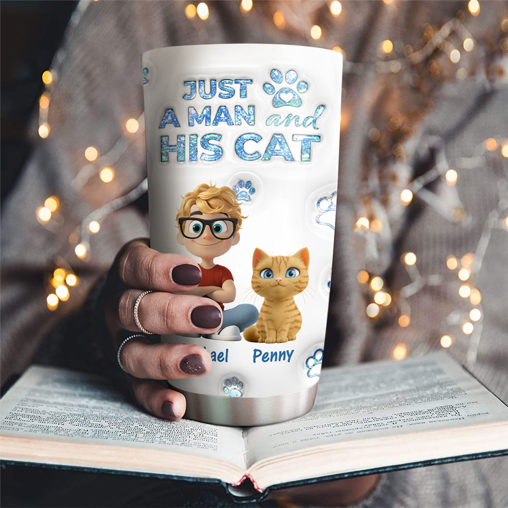 Custom Christmas Birthday Gifts For Cat Dad, Cat Lovers • You Are The Miracle Cat Dad Ver - Personalized 3D Inflated Effect Tumbler