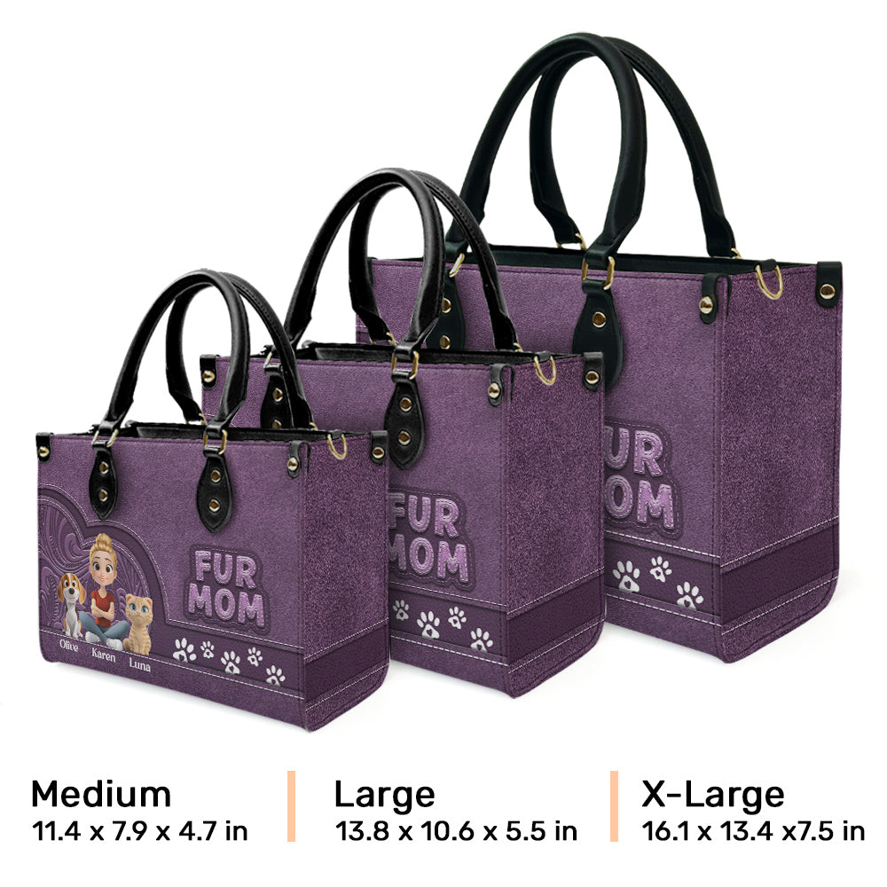 Chibi Cartoon Fur Mom - Personalized Leather Bag