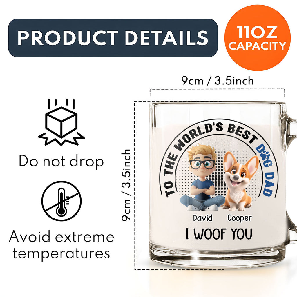 Custom Father's day Birthday Gifts For Dog Dad, Dog Lovers • Dog Dad Lovely Chibi - Personalized Glass Mug