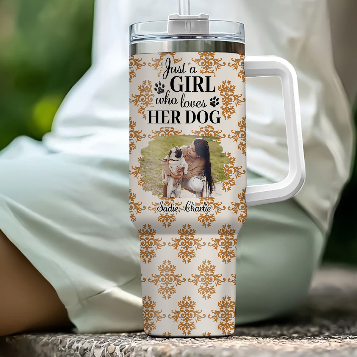 Custom Photo Christmas Birthday Gifts For Dog Lovers • Pumskin Dog Autumn Photo - Personalized Tumbler