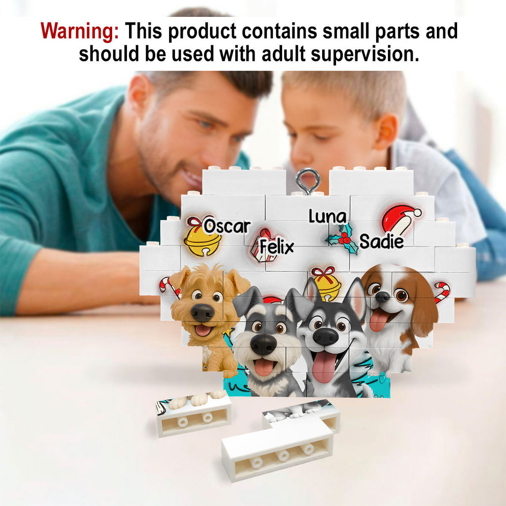 Custom Christmas Decor Home Birthday Gifts For Dog Mom, Dog Lovers • Santa Is Coming - Personalized 3D Effect Heart Puzzle Ornament