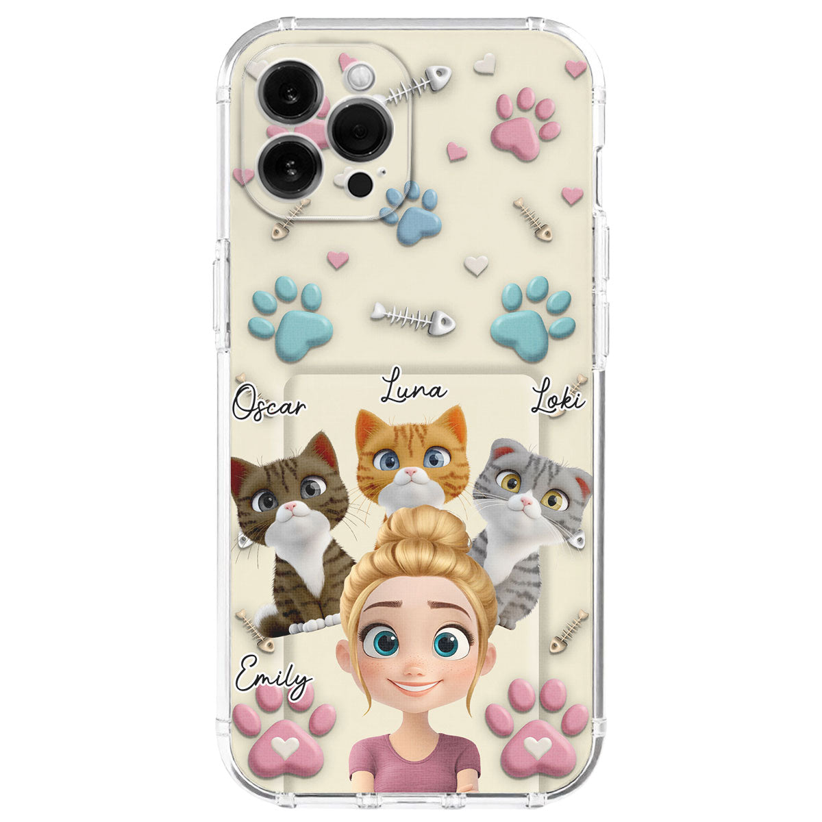 Cat Mom Cartoon - Personalized 3D Effect Phone Case