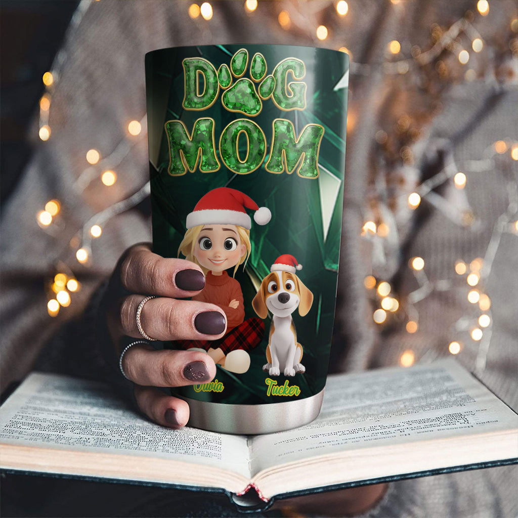 Custom Christmas Birthday Gifts For Dog Mom, Dog Lovers • The Pearl Of My Eyes - Personalized 3D Effect Tumbler