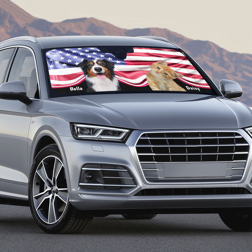 Proud American Pets Photo - Personalized Car Sunshade