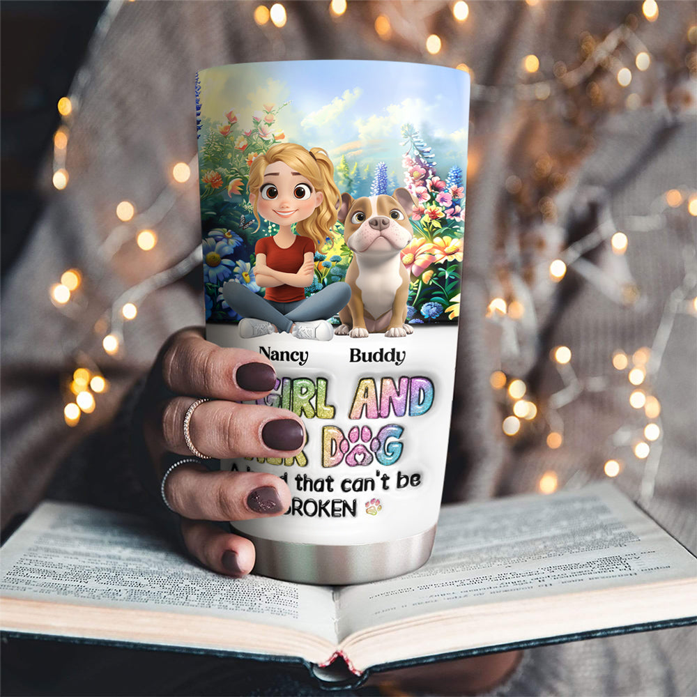 Custom Christmas Birthday Gifts For Dog Lovers • A Girl And Her Lovely Dog - Personalized 3D Inflated Effect Tumbler