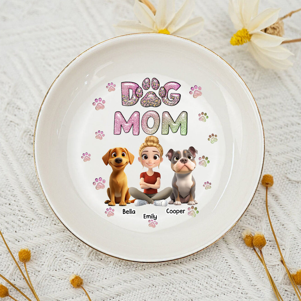 Dog Mom Lovely Chibi - Personalized Jewelry Dish