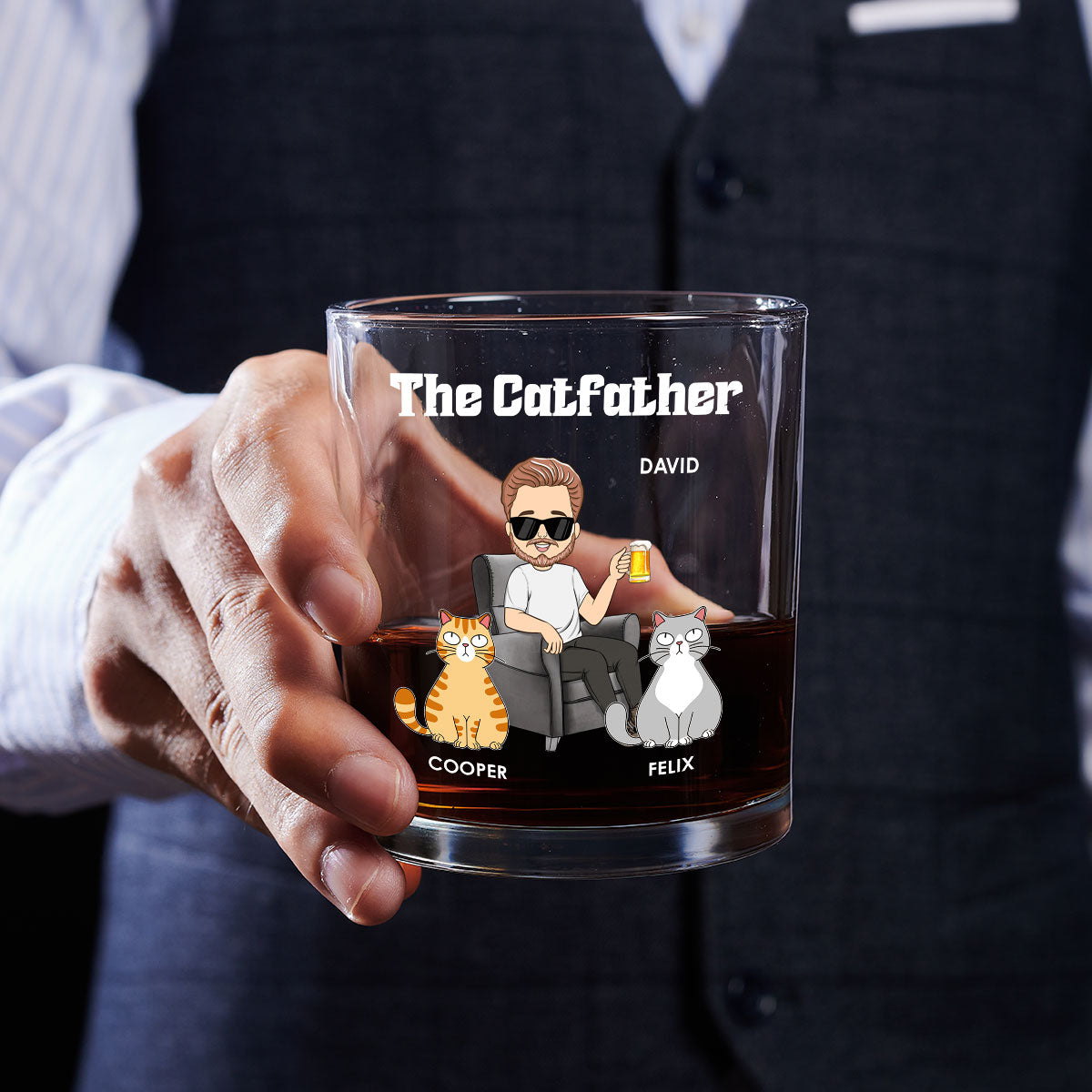 The Catfather - Personalized Whiskey Glass