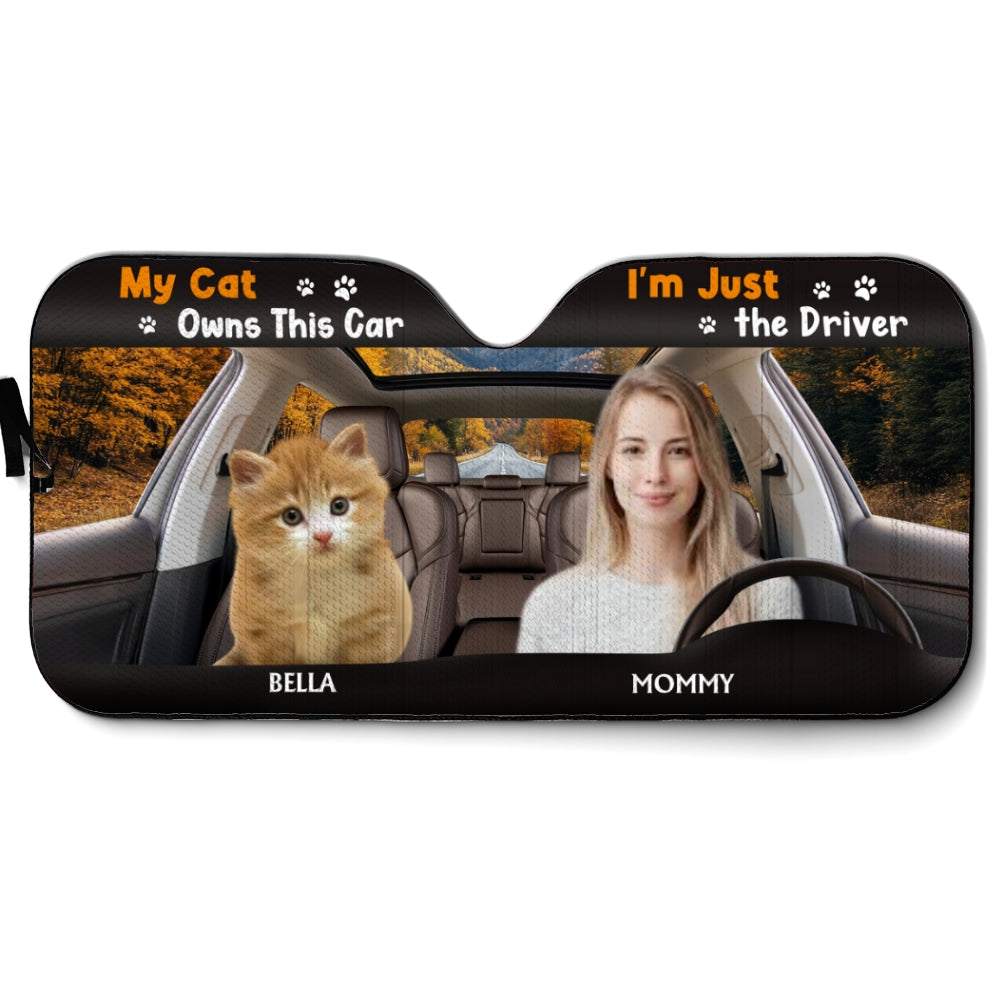 Custom Christmas Birthday Gifts Car Accessories for Cat Parents • My Cats Owns This Car Photo - Personalized Car Sunshade