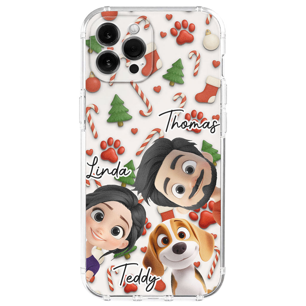 Dog And Couple Cartoon - Personalized Phone Case