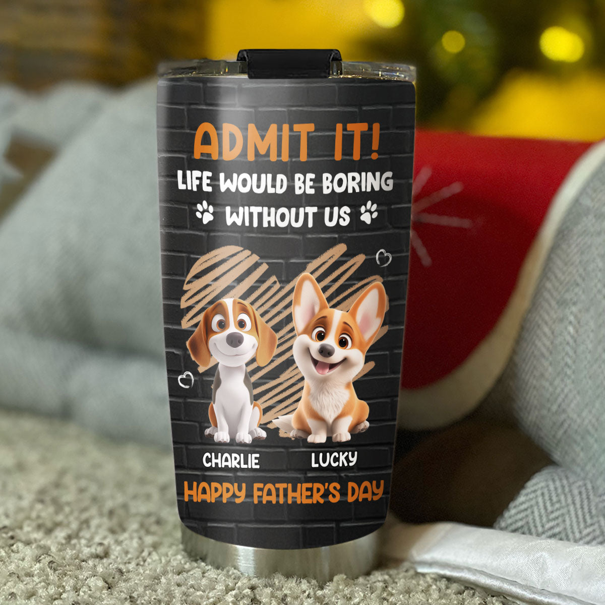 Custom Father's day Birthday Gifts For Dog Dad, Dog Lovers • Admit It Dad Black - Personalized Tumbler