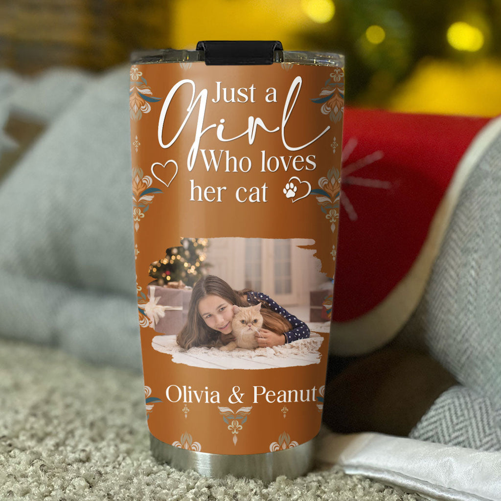 Custom Photo Christmas Birthday Gifts For Pet Mom, Pet Lovers • Stay Here With Cats Photo - Personalized Tumbler