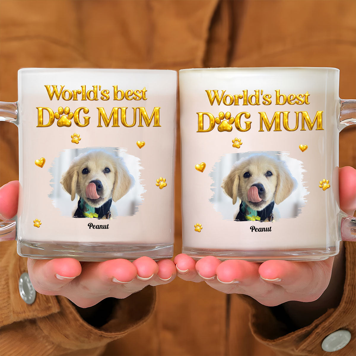 Custom Photo Christmas Birthday Gifts For Dog Mom, Dog Lovers • I Love My Dog Photo - Personalized 3D Effect Glass Mug