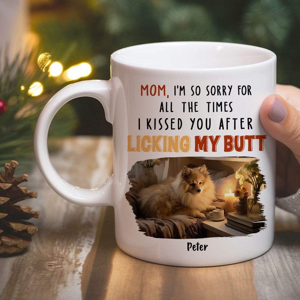Custom Photo Christmas Birthday Gifts For Dog Lovers • After Licking My Butt Photo - Personalized Coffee Mug