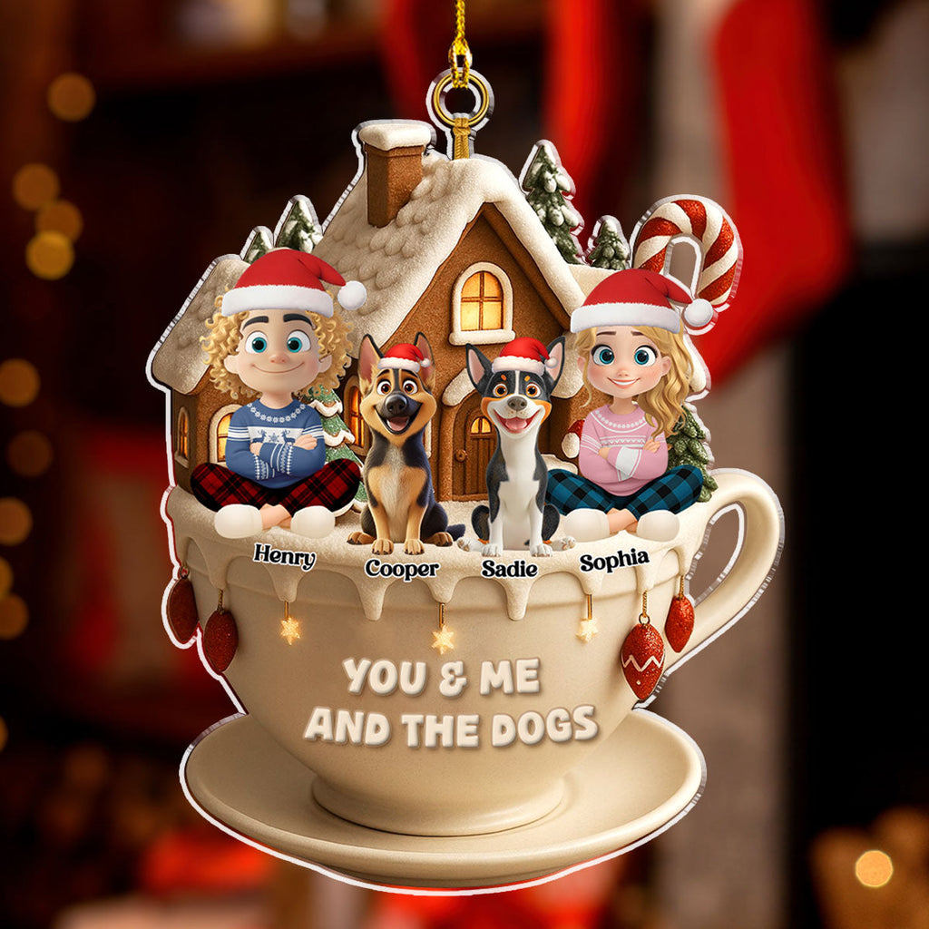 Custom Christmas Decor Home Birthday Gifts For Dog Lovers • Christmas Tea Cup House - Personalized Acrylic Ornament