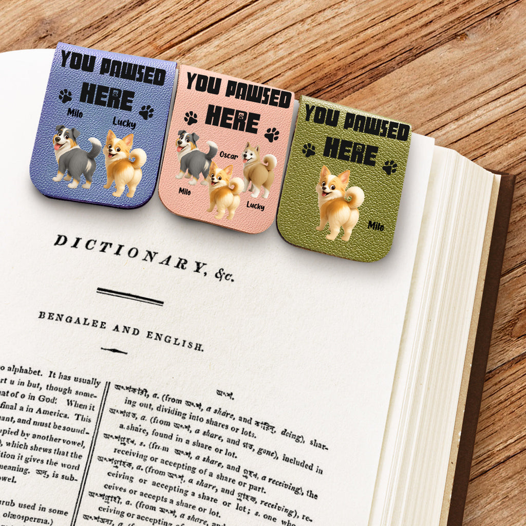 You Pawsed Here Ver 3 - Personalized Leather Bookmark