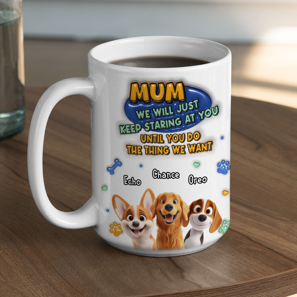Custom Mother's Father's day Birthday Gifts For Dog Lovers • Staring At You - Personalized 3D Inflated Effect Mug