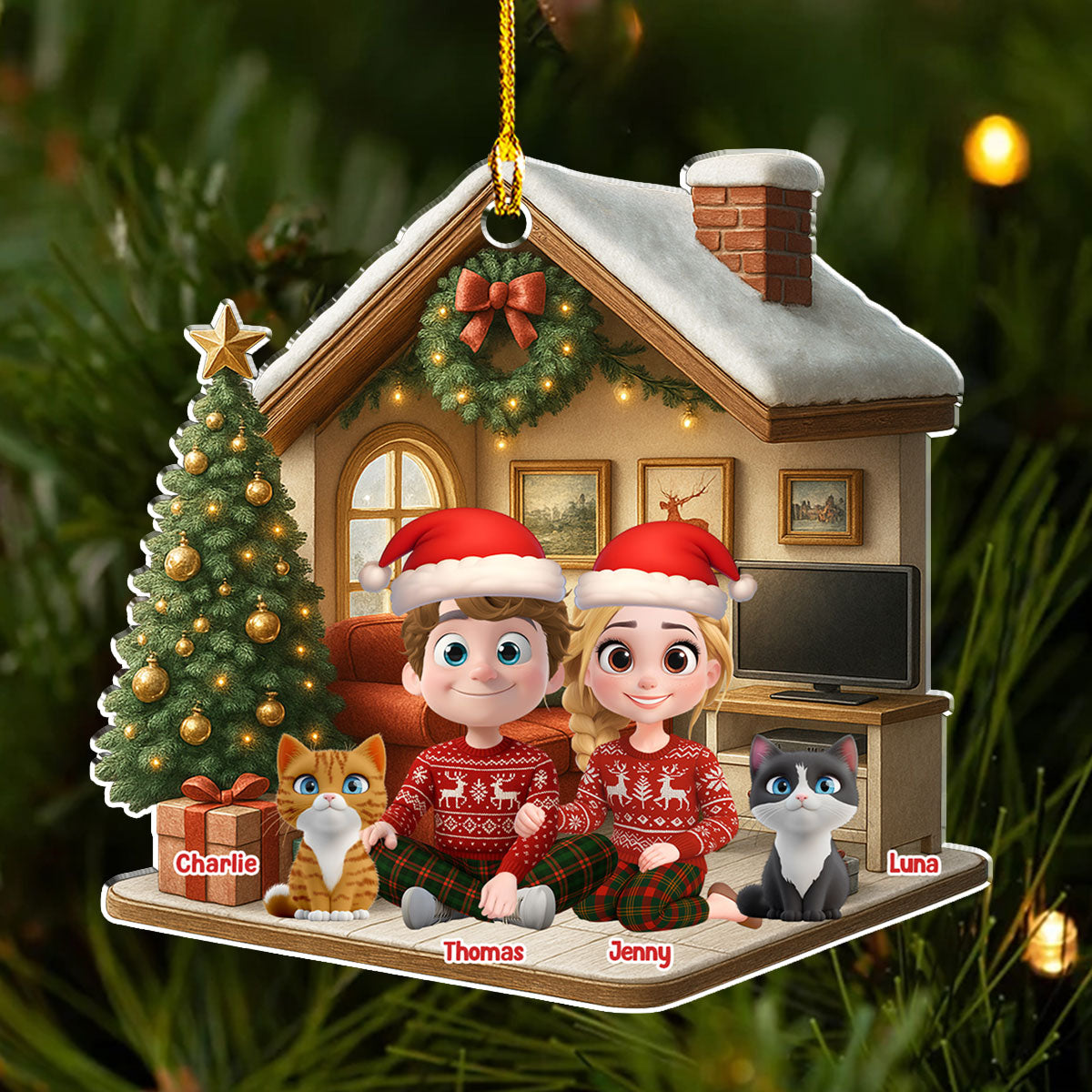 Custom Christmas Decor Home Birthday Gifts For Cat Lovers • Under One Roof With Cats - Personalized 3D Effect Acrylic Ornament