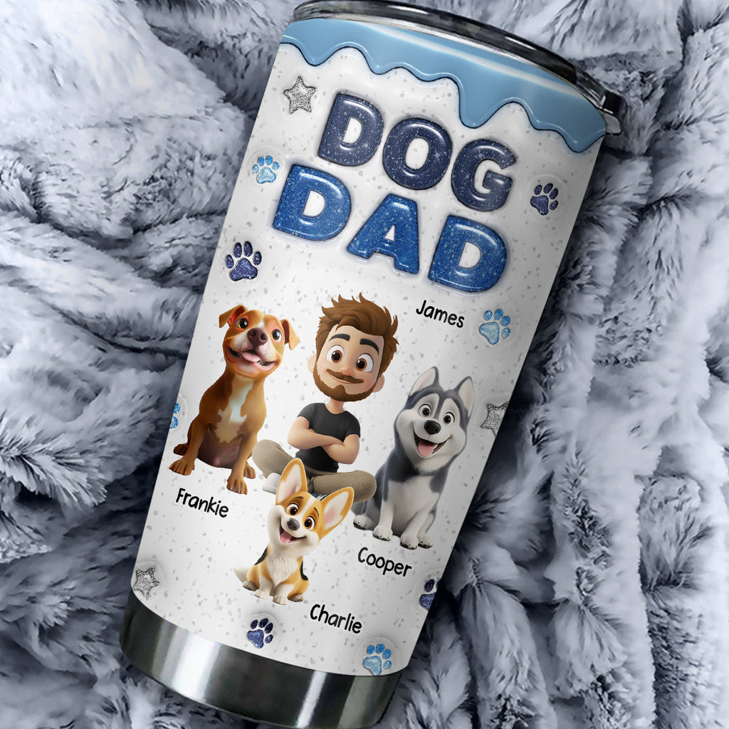 Custom Christmas Birthday Gifts For Dog Lovers • Dog Mom Dad Star - Personalized 3D Inflated Effect Tumbler