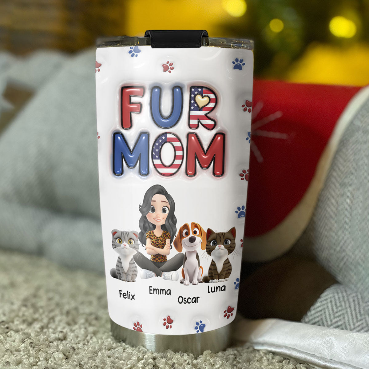 Custom Father's day Birthday Gifts For Pet Dad, Pet Lovers • My Lovely Pet - Personalized 3D Inflated Effect Tumbler