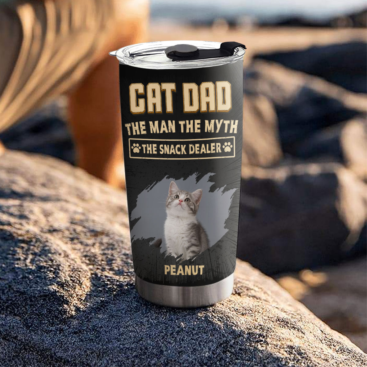 Custom Photo Father's day Birthday Gifts For Cat Dad, Cat Lovers • The Snack Dealer Cat Dad Photo - Personalized Tumbler