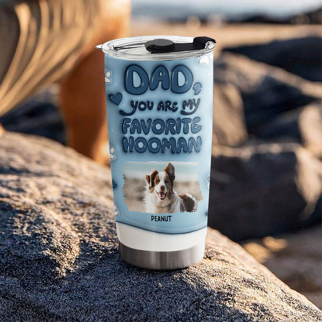 Custom Christmas Birthday Gifts For Pet Lovers • Thanks For Being Dog Favorite Human Ver Photo - Personalized 3D Inflated Effect Tumbler