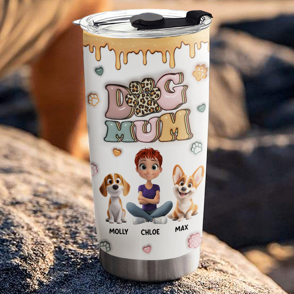 Custom Mother's day Birthday Gifts For Dog Mom, Dog Lovers • Slay Dog Mama - Personalized 3D Inflated Effect Tumbler