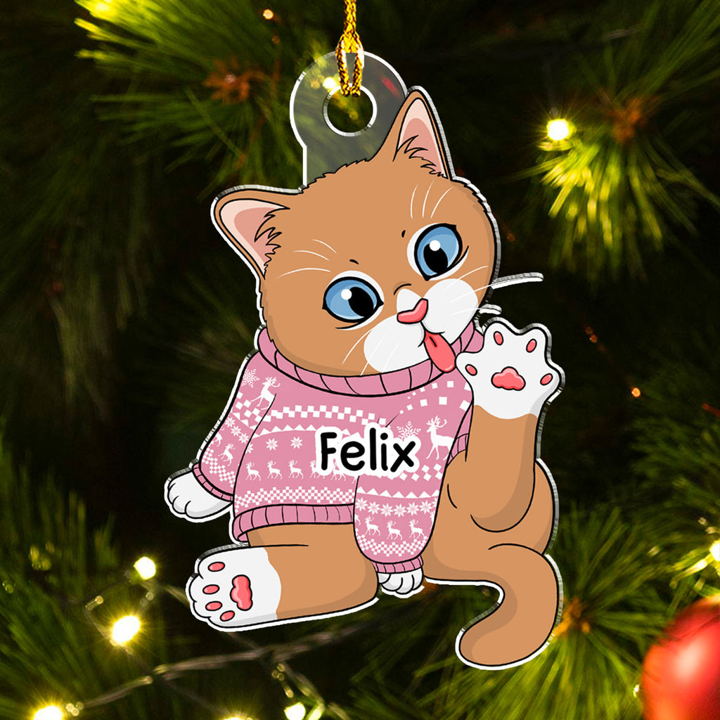 Deck The Halls With Paws And Whiskers - Personalized Acrylic Ornament