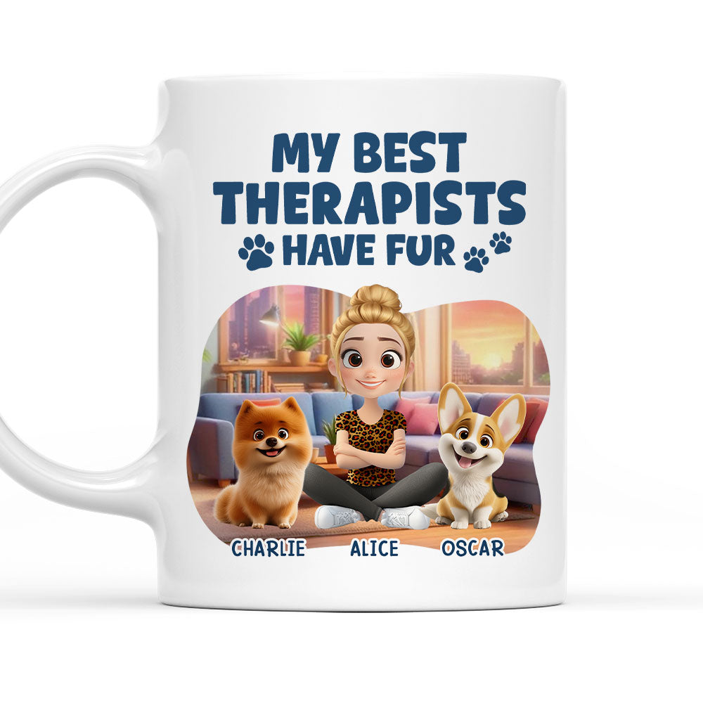 Custom Mother's day Birthday Gifts For Dog Mom, Dog Lovers • Best Therapist Has Fur - Personalized Coffee Mug