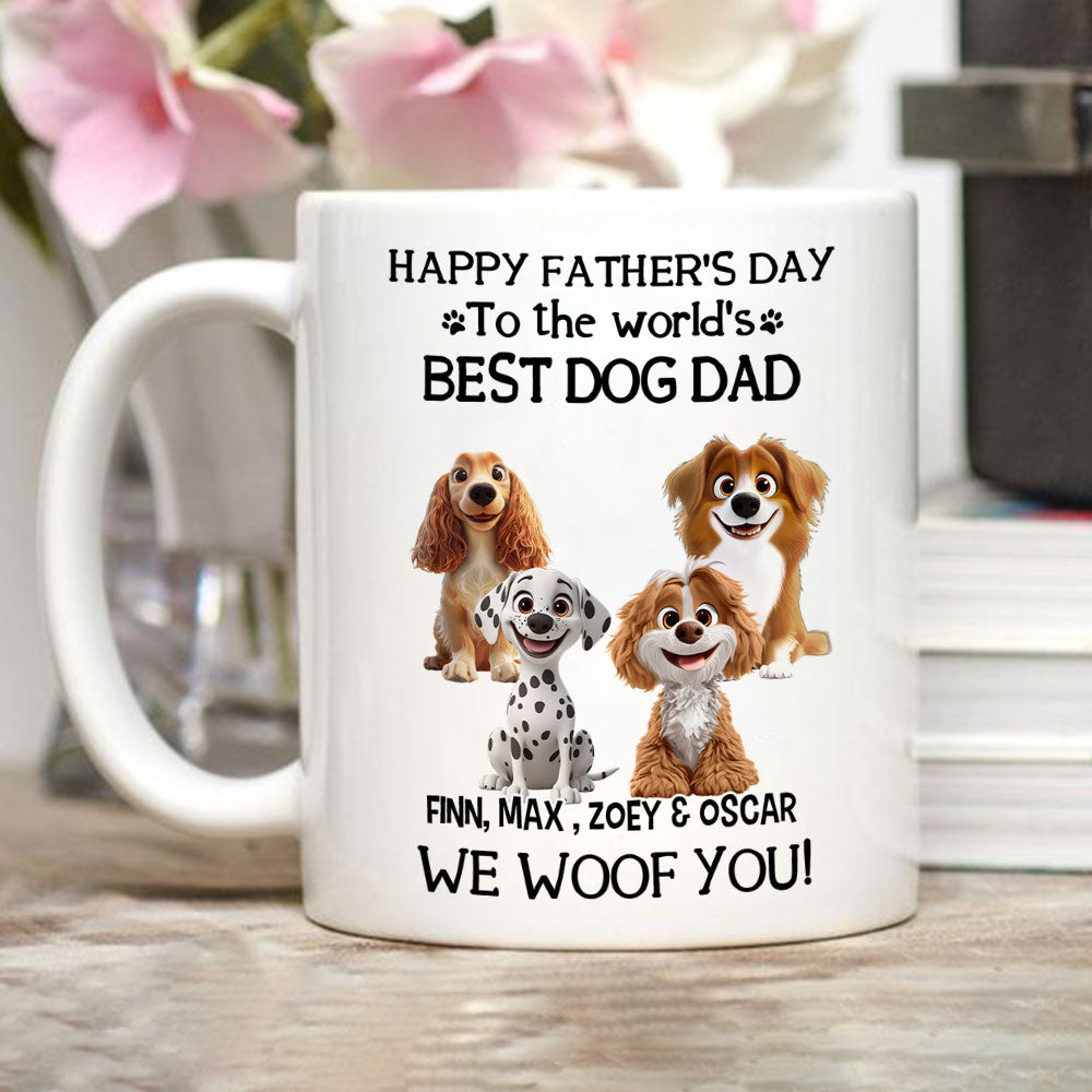 Custom Father's day Birthday Gifts For Dog Dad, Dog Lovers • I Woof You The Best Dog Dad - Personalized Coffee Mug