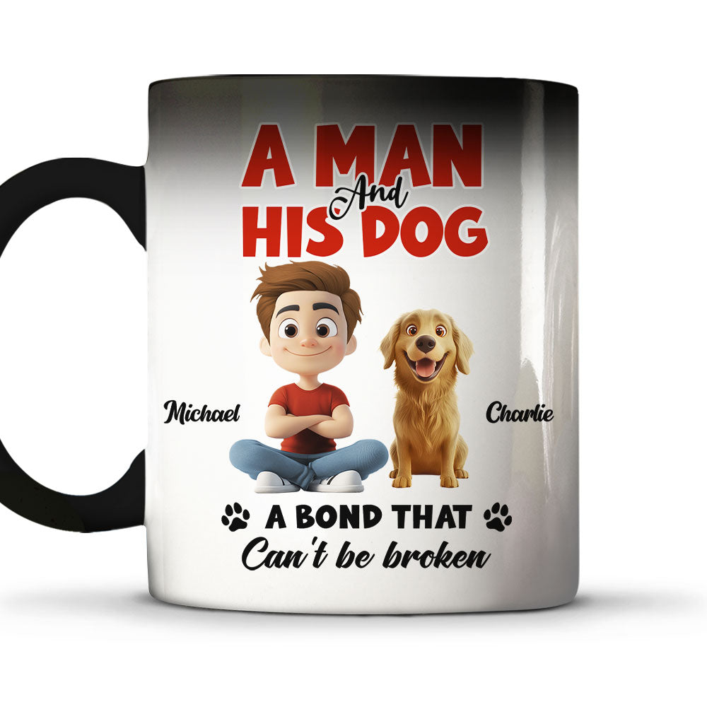 Custom Father's day Birthday Gifts For Dog Dad, Dog Lovers • Unbroken Bond - Personalized Color Changing Mug