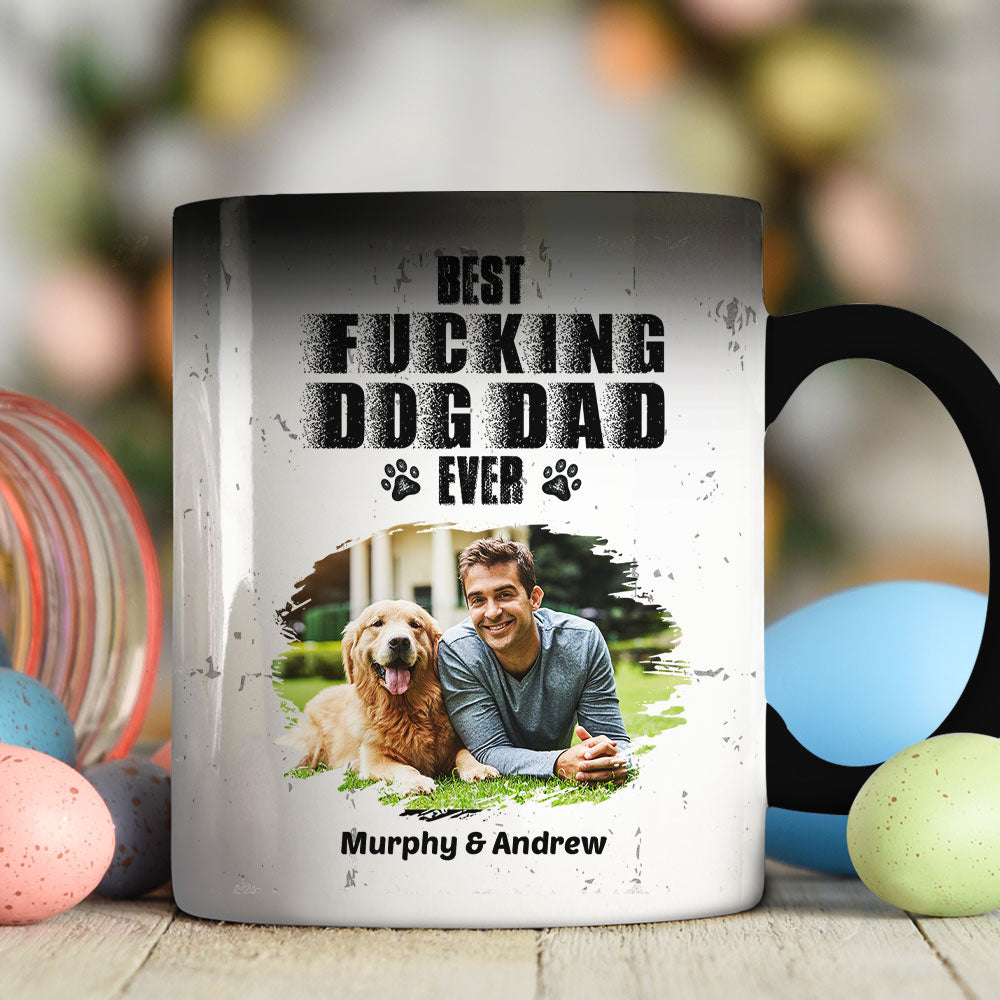 Custom Photo Father's day Birthday Gifts For Dog Dad, Dog Lovers • Best Dad Ever Photo - Personalized Color Changing Mug