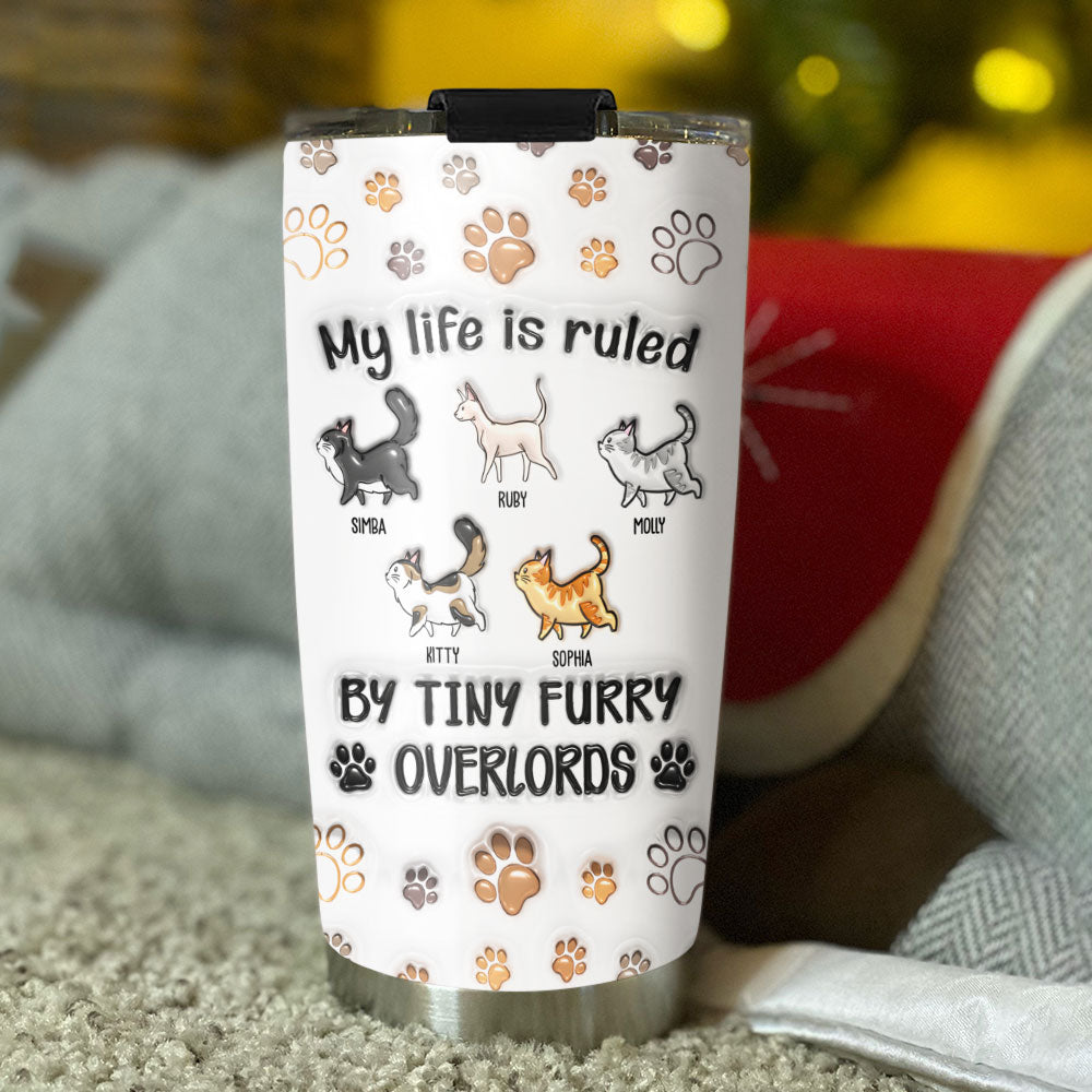 Custom Mother's day Birthday Gifts For Cat Mom, Cat Lovers • Your Overlords - Personalized 3D Inflated Effect Tumbler