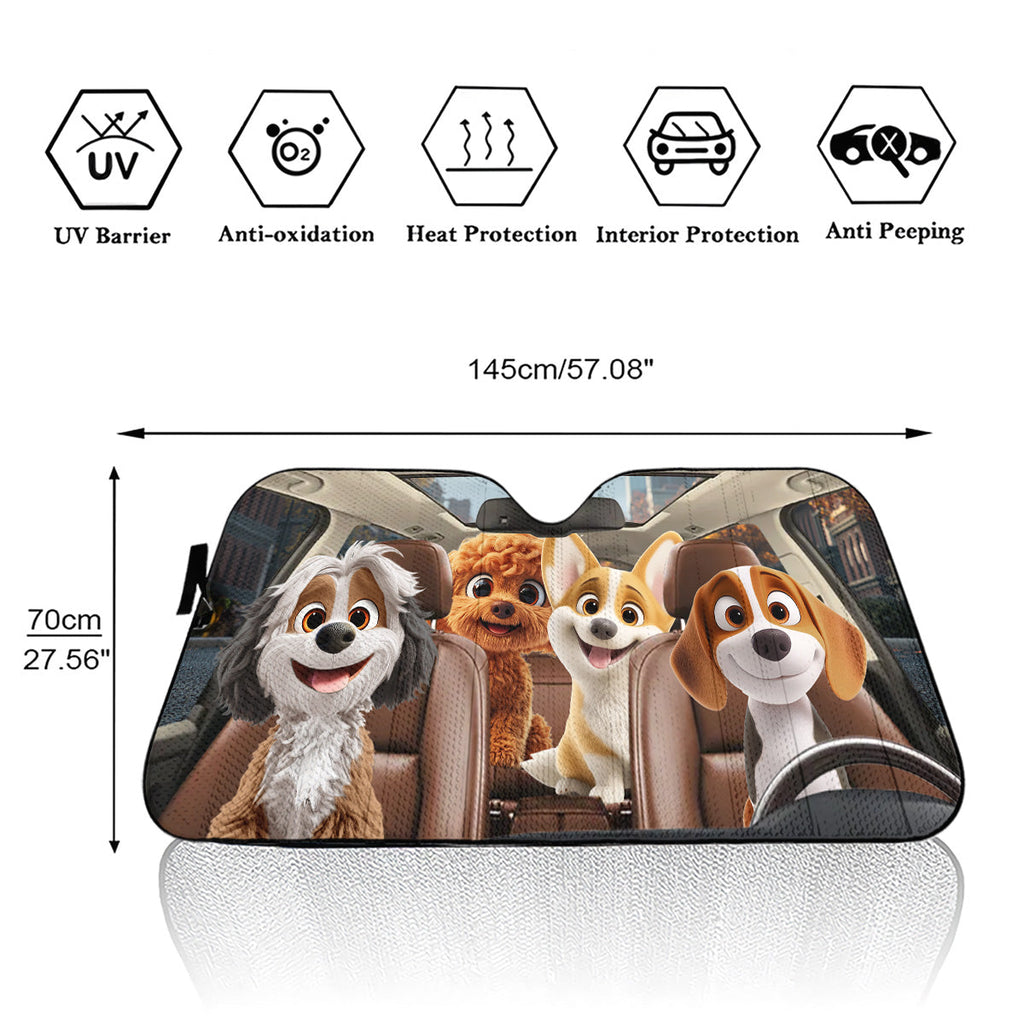 Dog Drives Car - Personalized Car Sunshade