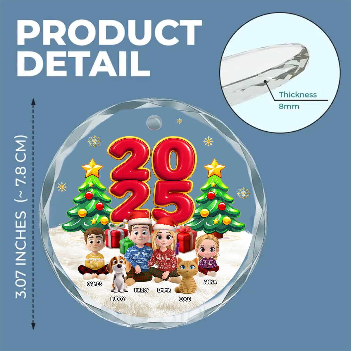 You Me And Our Kid Pet - Personalized Glass Ornament