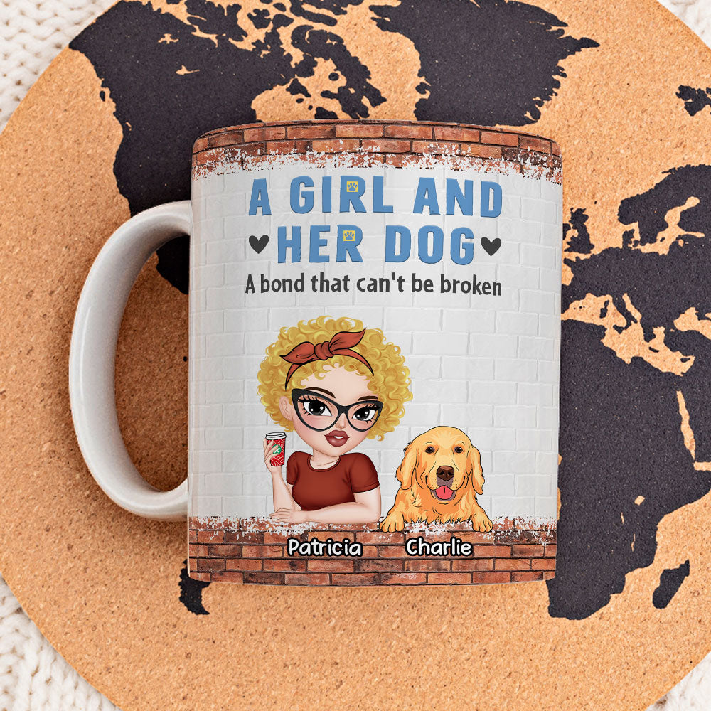 Custom Mother's day Birthday Gifts For Dog Mom, Dog Lovers • Unbreakable Bond Of A Girl And Her Dog - Personalized Coffee Mug