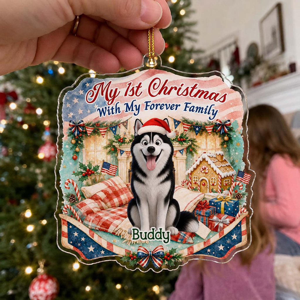 Custom Christmas Decor Home Birthday Gifts For Dog Mom, Dog Lovers • Our Pup Is First Noel - Personalized Acrylic Ornament