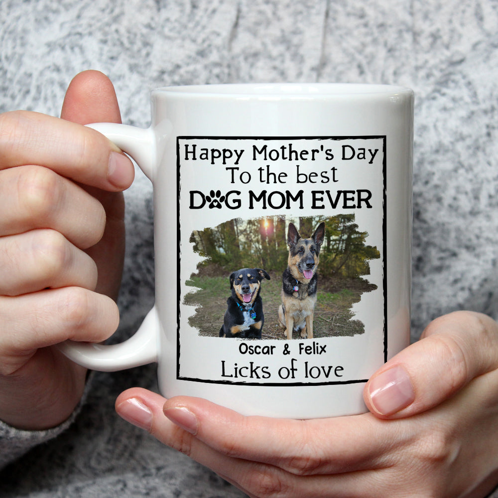 Custom Photo Mother's Father's day Birthday Gifts For Dog Lovers • Licks Of Love Photo - Personalized Coffee Mug