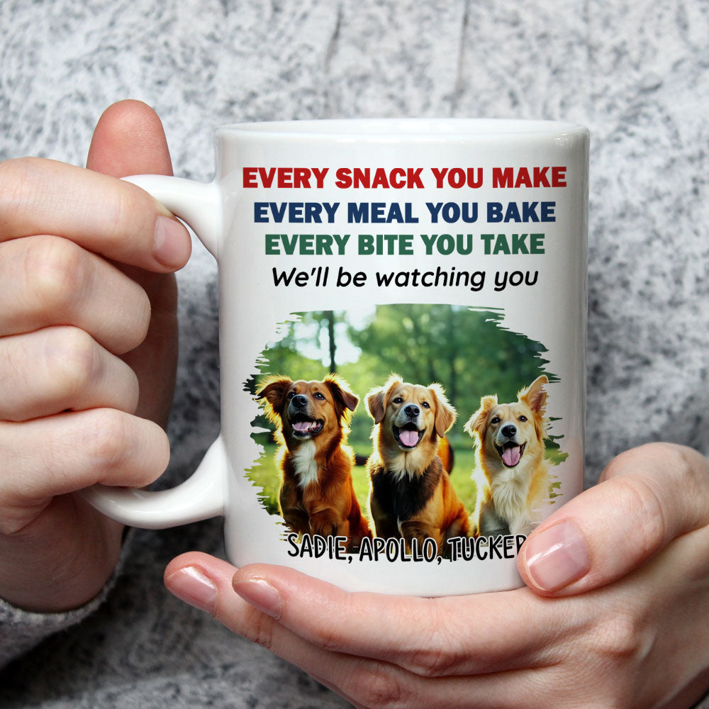 Custom Photo Christmas Birthday Gifts For Dog Lovers • Watching You Dad Mom Photo - Personalized Coffee Mug