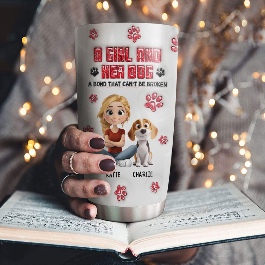 Custom Christmas Birthday Gifts For Dog Lovers • No Space Between Us Daily Ver - Personalized 3D Inflated Effect Tumbler