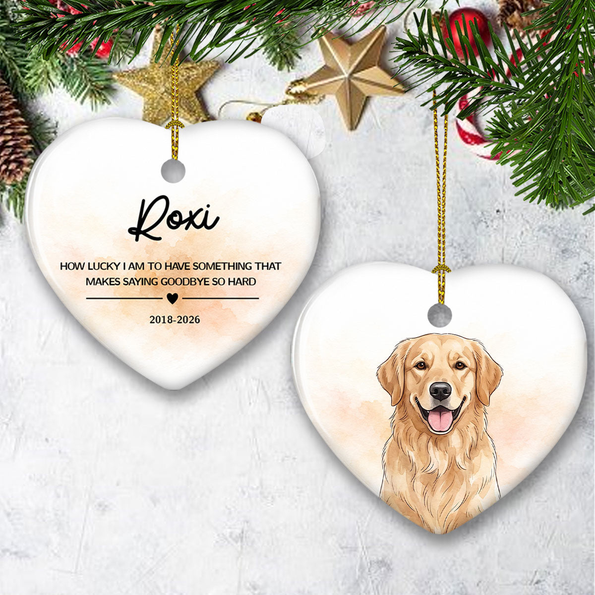 Custom Christmas Memorial Sympathy Gifts For Dogs, Cats • Forever In My Heart - Personalized Heart Ceramic Ornament