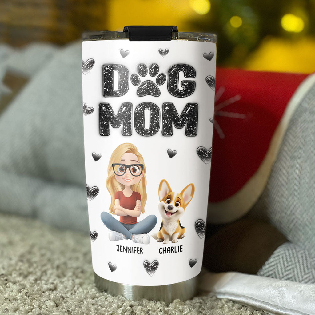 Custom Christmas Birthday Gifts For Dog Mom, Dog Lovers • Adore You - Personalized 3D Inflated Effect Tumbler