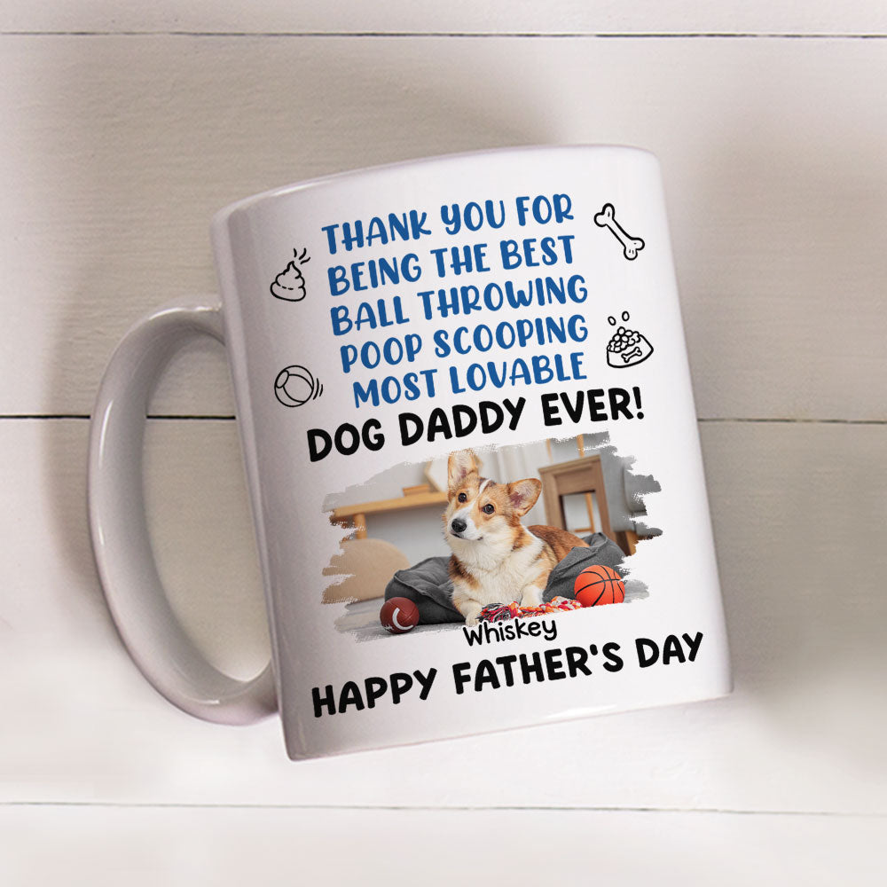 Custom Photo Father's day Birthday Gifts For Dog Dad, Dog Lovers • Most Lovable Daddy Ever Photo - Personalized Coffee Mug