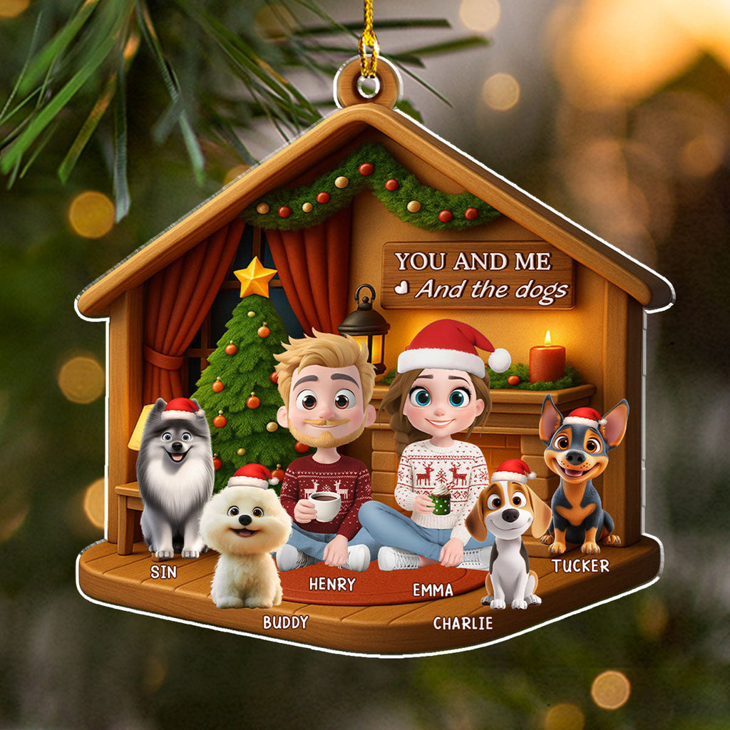 Custom Christmas Decor Home Birthday Gifts For Dog Lovers • Joyful Home Forever Now - Personalized 3D Effect Acrylic Ornament