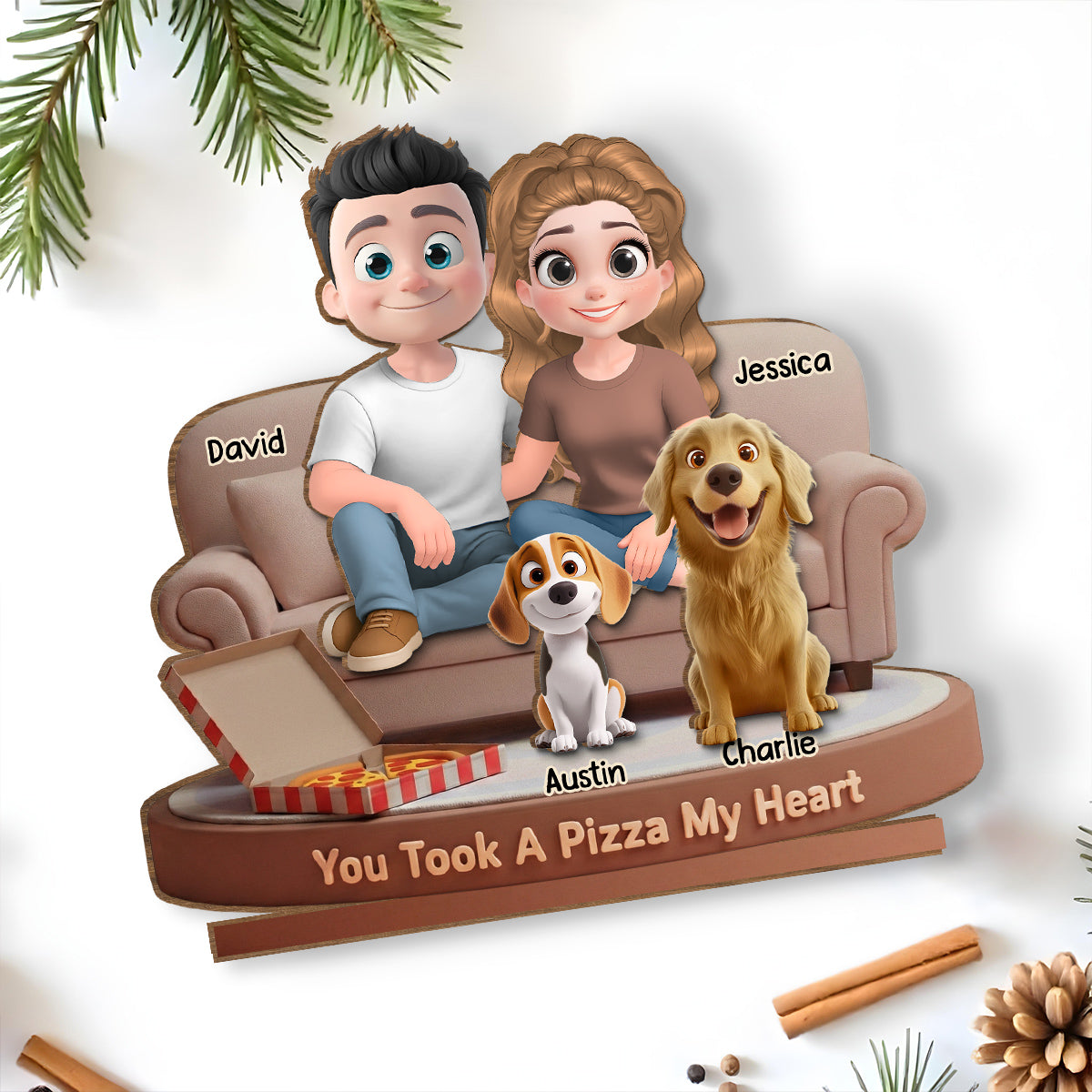You Took A Pizza My Heart - Personalized 2-Layer Wood Plaque With Flat Base