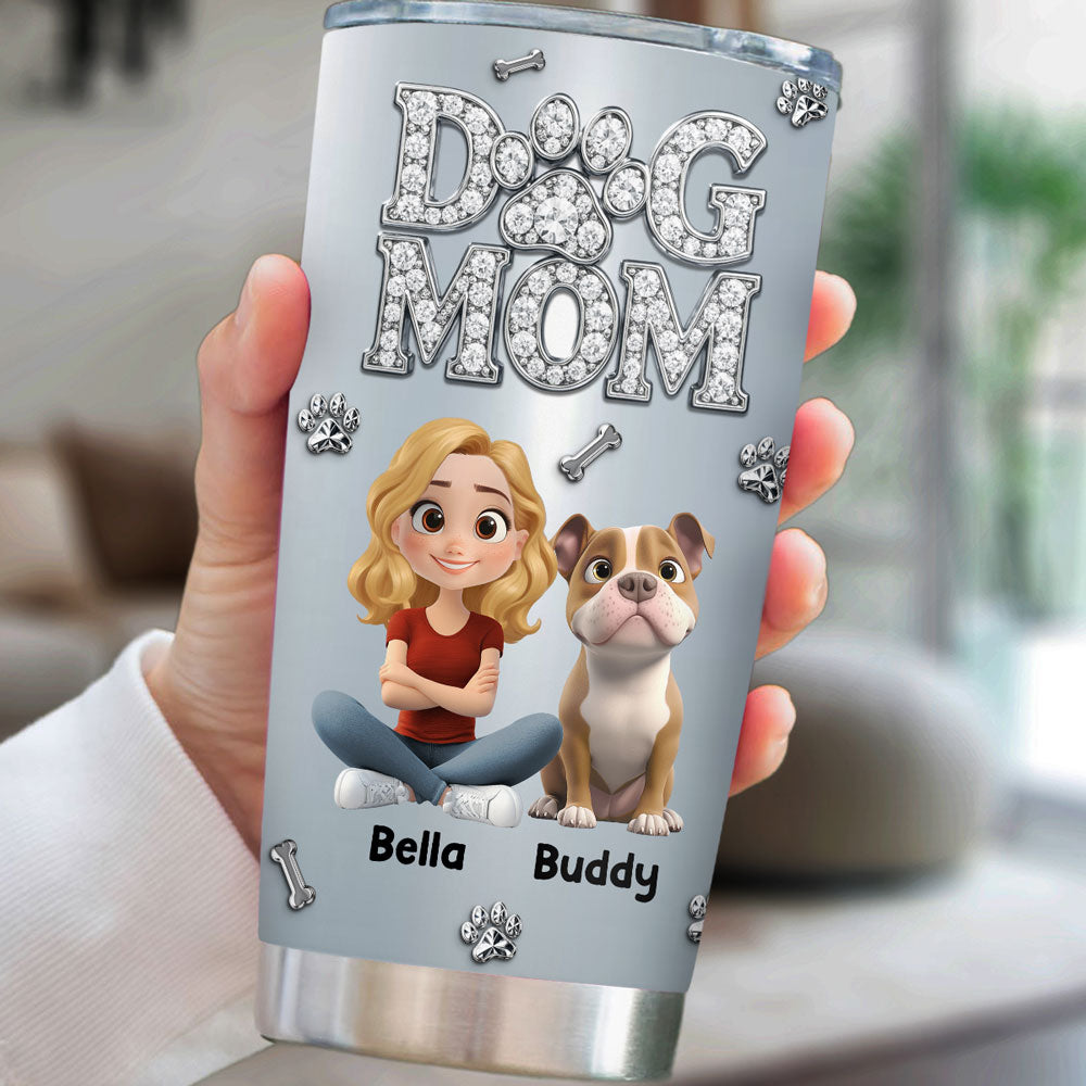 Custom Christmas Birthday Gifts For Dog Mom, Dog Lovers • A Glow Of Us - Personalized 3D Effect Tumbler