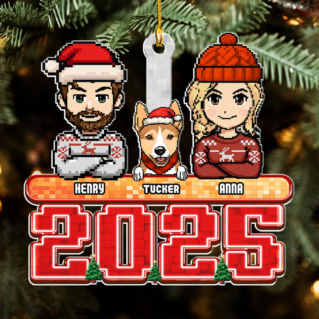 Custom Christmas Decor Home Birthday Gifts For Dog Lovers • Family Pixel 2025 - Personalized Acrylic Ornament
