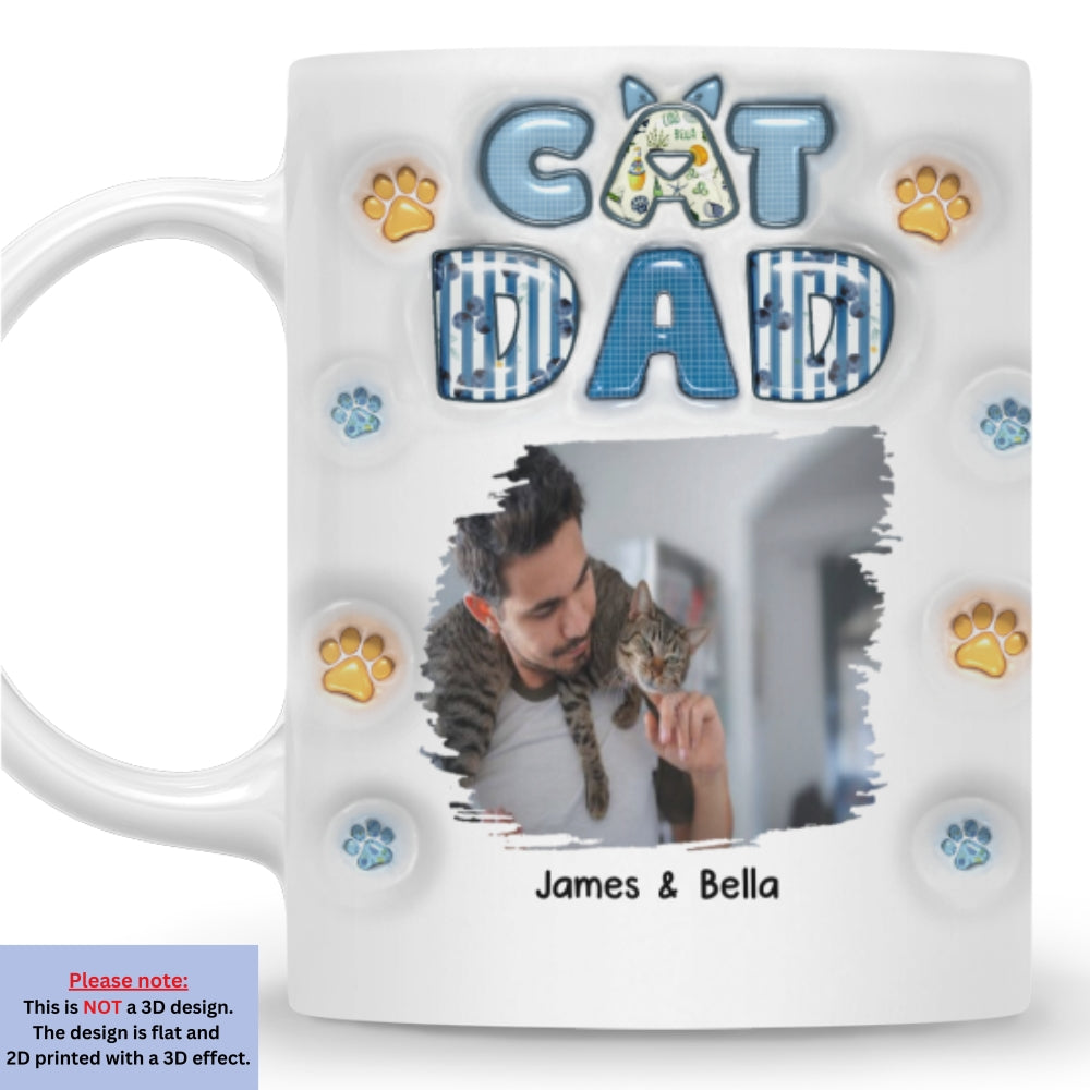 Custom Photo Christmas Birthday Gifts For Cat Dad, Cat Lovers • My Cat Baby On Top Of All Photo - Personalized 3D Inflated Effect Mug