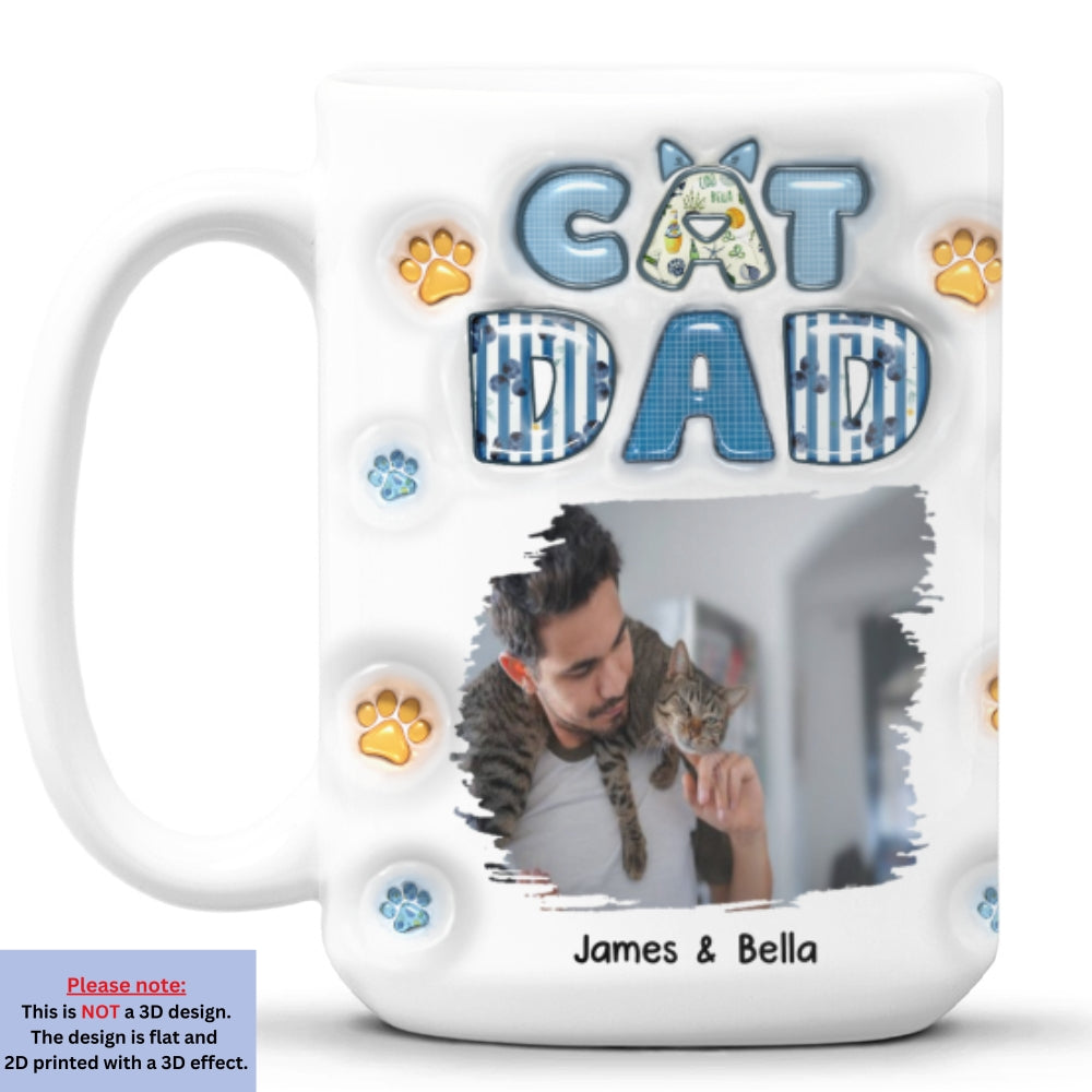 Custom Photo Christmas Birthday Gifts For Cat Dad, Cat Lovers • My Cat Baby On Top Of All Photo - Personalized 3D Inflated Effect Mug