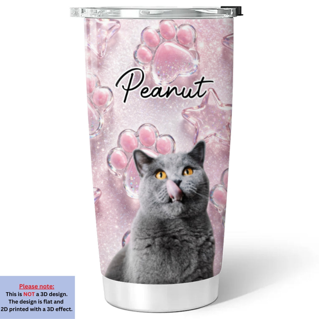 Cat Cartoon Snuggle Photo - Personalized Tumbler