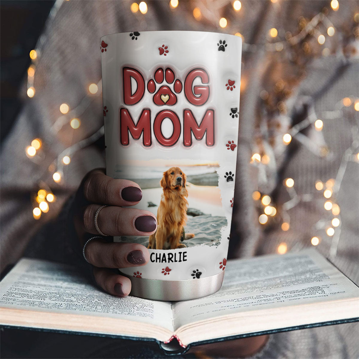 Custom Mother's day Birthday Gifts For Pet Mom, Pet Lovers • Lovely Dog Mom New Style Photo - Personalized 3D Inflated Effect Tumbler